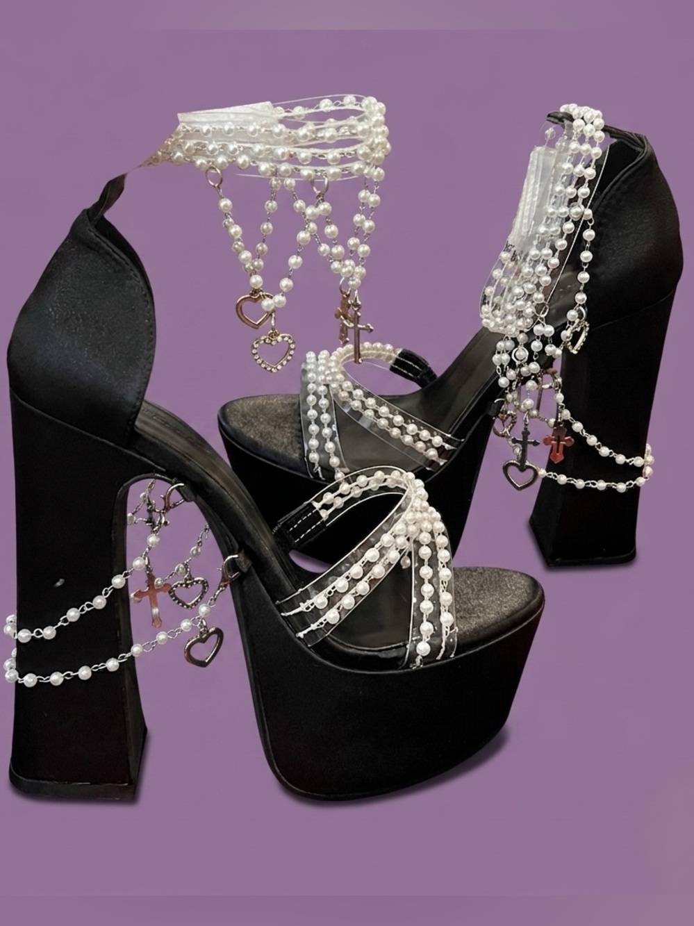 Sugar Thrillz x Dolls Kill - Holy Revelation Platform Heels - Black